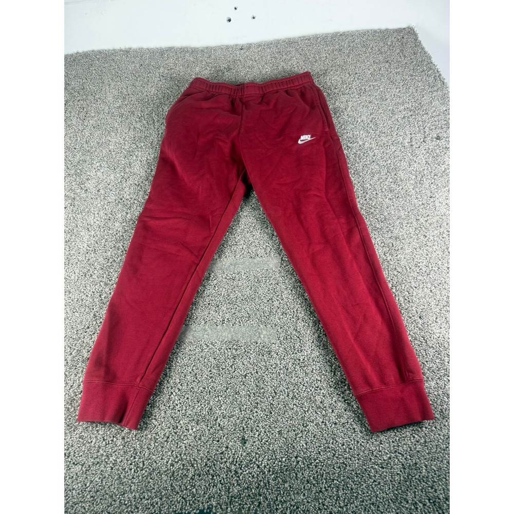 Nike Sweatpants Mens Maroon Fleece Joggers Cuffed Ankle Athletic Performance - M